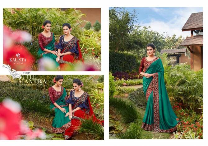 Kalista Vasudha Latest Designer Collection Fancy Wedding Wear vichitra silk Embroidery Worked Sarees
